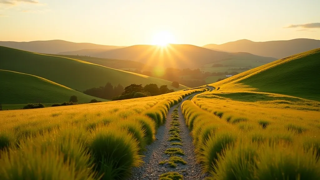 Peaceful Wicklow countryside with gentle walking paths through green rolling hills